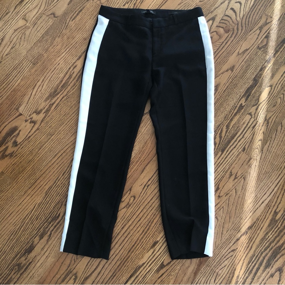 Banana Republic Avery Cropped Black Ankle Pants with White Stripes Sz 4